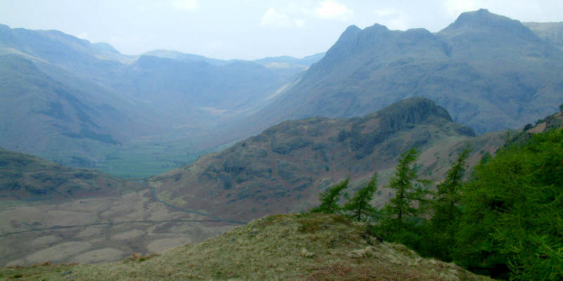 Langdale Pikes behind Stickle Pike with Mickleden