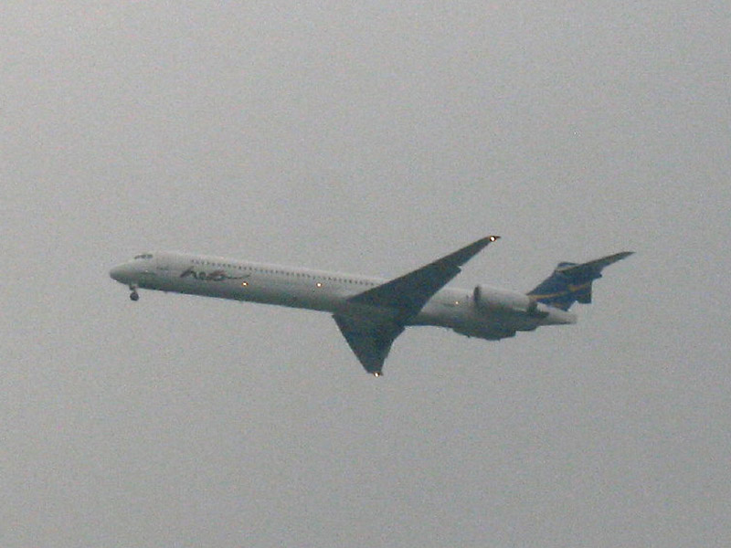 Aeroplane coming in to land at Stansted Airport