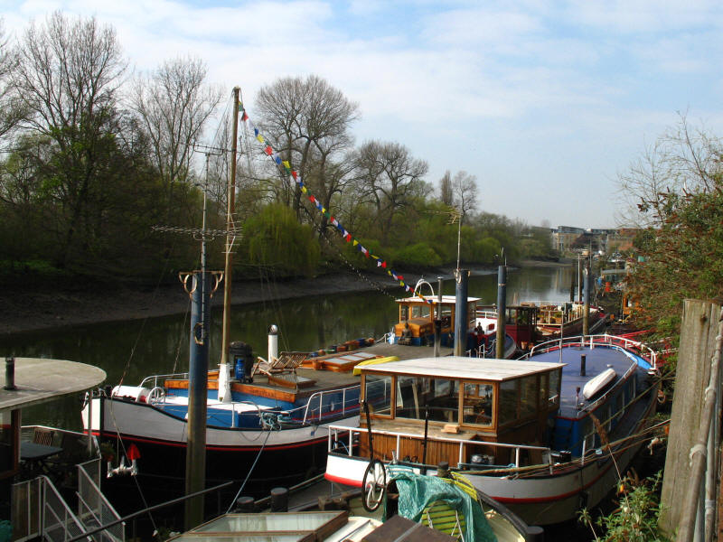 Boats on the River Thames above Kew Bridge