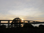 Orwell Bridge with the setting sun