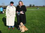 Lucy, George and the judge at the Littleport companion dog show