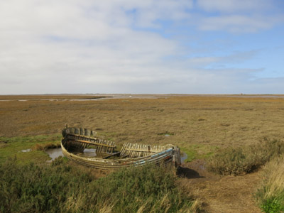 Boat on the marshes of Blakeney National Nature Reserve