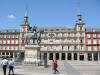 statue of Felipe III looking north across the Plaza Mayor in Madrid