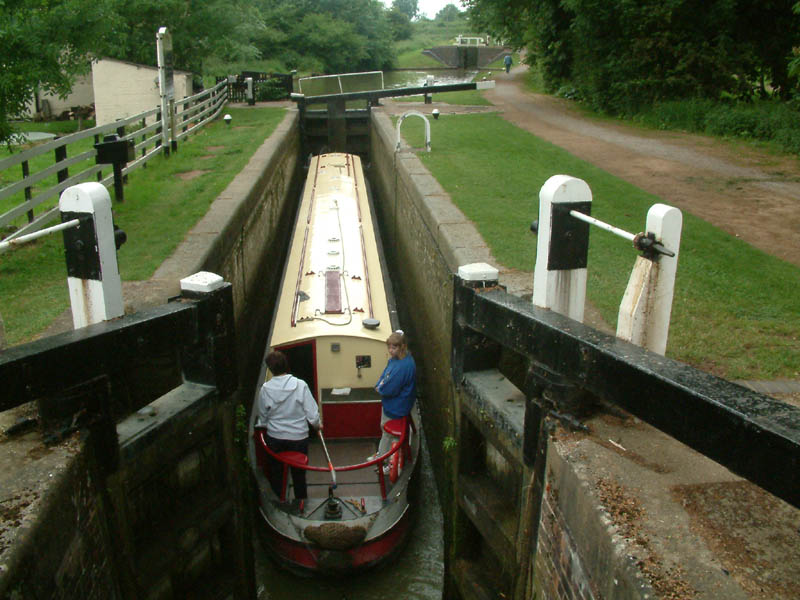 Narrowboat in lock, Grand Union Canal
