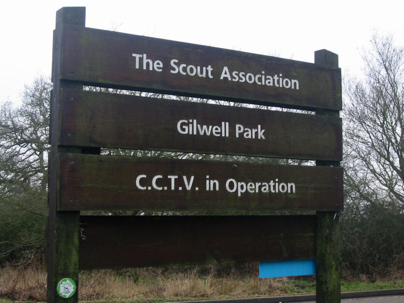 Sign at Scout Association's national headquarters, Gilwell Park