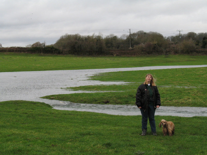 River Thames flooding in fields near Kemble