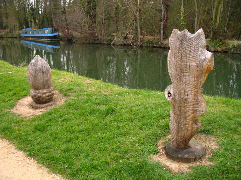 Wooden art by the River Stort in Harlow